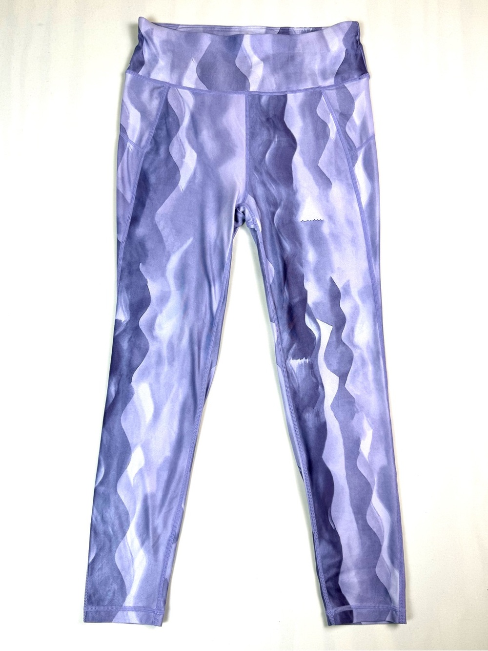 Sweaty Betty All Day 7/8 Leggings US 10 Purple Wave Abstract Print Yoga